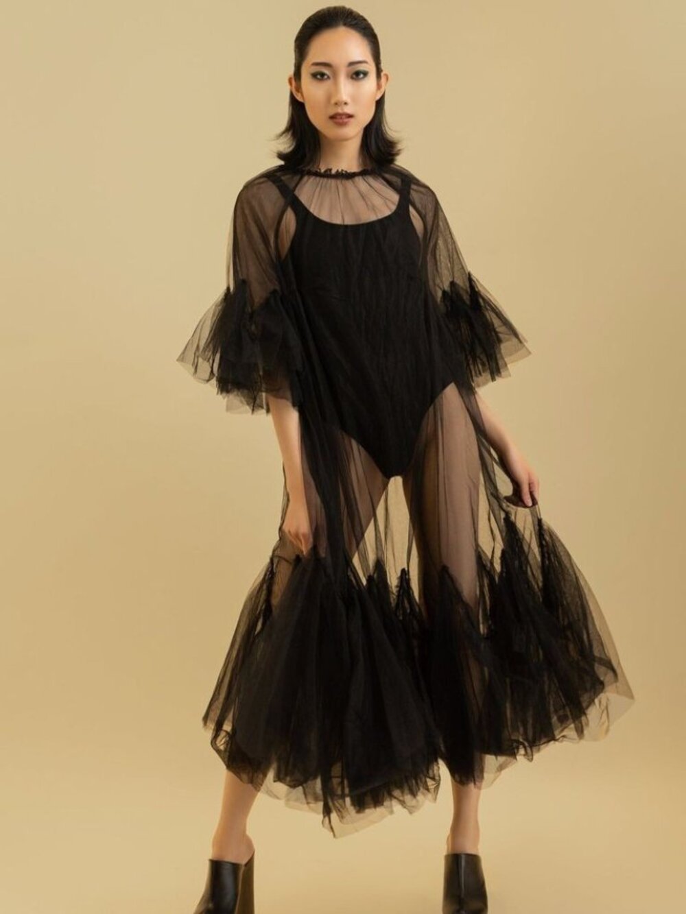 Kate Hewko Avant Garde Mesh Tulle Overlay Dress (One size)